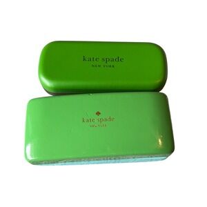 Kate Spade New York Eyeglass Case Set of 2 Green Turquoise Polka Dot Cloth